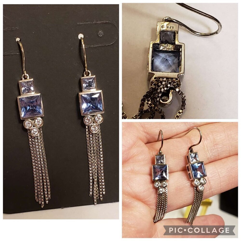 Blue Topaz Earrings Sterling Silver 925